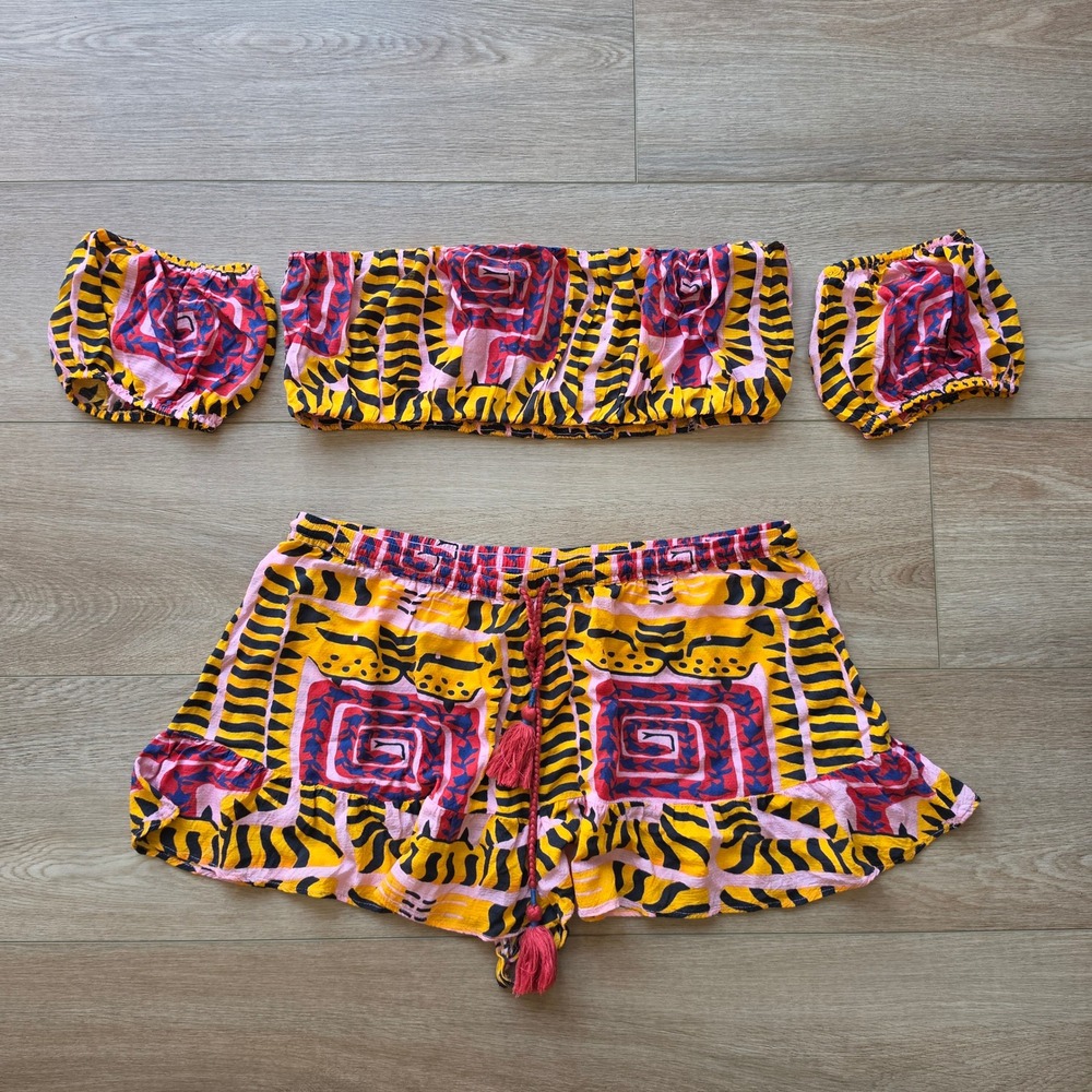 Anthropologie Incerti Four Piece Set Bandeau Top Shorts XL